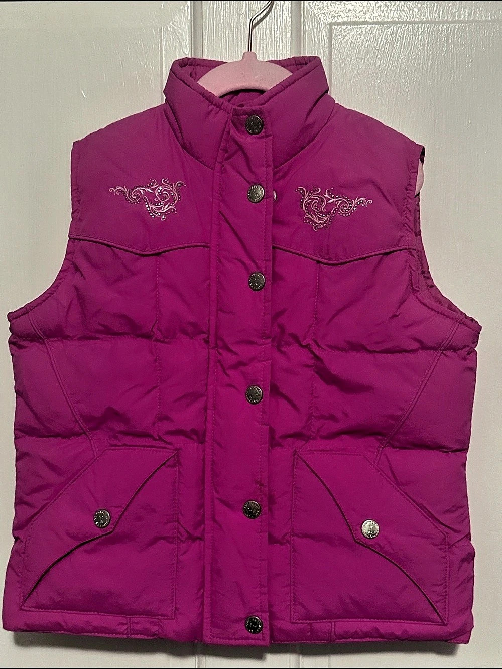 Cowgirl Hardware Girls Pink Quilted Horse Rhinestone Vest